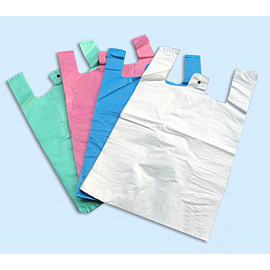 Пакет-майка ПНД 10 мкм в ассортименте (25+12х45 см, 100 штук в упаковке)