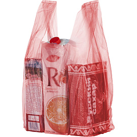 Пакет-майка ПНД 10 мкм в ассортименте (25+12х45 см, 100 штук в упаковке)