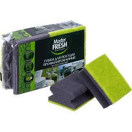 Губка для посуды Master FRESH поролон 9.6x7 см с абразивным слоем (2 штуки в упаковке)