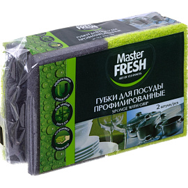 Губка для посуды Master FRESH Black поролон 9.6x7 см с абразивным слоем (2 штуки в упаковке)