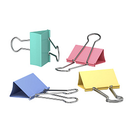 Зажимы для бумаг 41мм, Berlingo, 12шт., цветные, пластиковый тубус