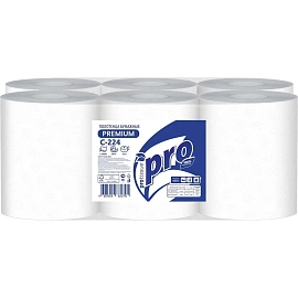 Полотенца бумажные рулонные с центральной вытяжкой PROtissue M4 2-слойные белые 6 рулонов по 150 метров (С224)