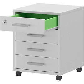 Тумба подкатная Арго АТЛ-04 с замком (белый, 440х450х600 мм, 4 ящика) фото Тумба подкатная Арго АТЛ-04 с замком (белый, 440х450х600 мм, 4 ящика)