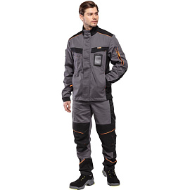 Куртка рабочая летняя мужская Nайтстар Алькор со светоотражающим кантом серая/черная (размер 44-46, рост 170-176)