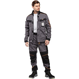 Куртка рабочая летняя мужская Nайтстар Алькор со светоотражающим кантом серая/черная (размер 44-46, рост 170-176)