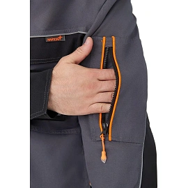 Куртка рабочая летняя мужская Nайтстар Алькор со светоотражающим кантом серая/черная (размер 44-46, рост 170-176)