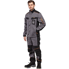 Куртка рабочая летняя мужская Nайтстар Алькор со светоотражающим кантом серая/черная (размер 48-50, рост 170-176)