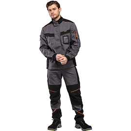 Куртка рабочая летняя мужская Nайтстар Алькор со светоотражающим кантом серая/черная (размер 48-50, рост 170-176)