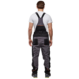 Полукомбинезон рабочий летний мужской Nайтстар Алькор со светоотражающим кантом серый/черный (размер 52-54, рост 170-176)
