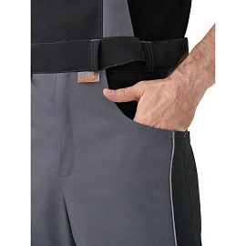 Полукомбинезон рабочий летний мужской Nайтстар Алькор со светоотражающим кантом серый/чёрный (размер 52-54, рост 170-176)