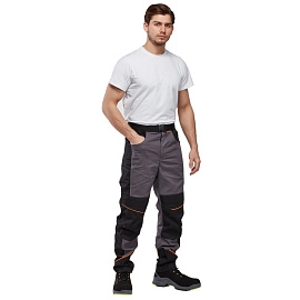 Брюки рабочие летние мужские Nайтстар Алькор со светоотражающим кантом серые/черные (размер 60-62, рост 170-176)