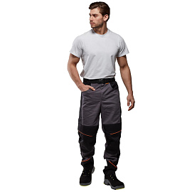 Брюки рабочие летние мужские Nайтстар Алькор со светоотражающим кантом серые/черные (размер 60-62, рост 170-176)