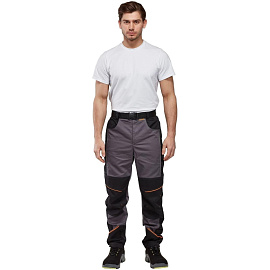 Брюки рабочие летние мужские Nайтстар Алькор со светоотражающим кантом серые/черные (размер 56-58, рост 182-188)