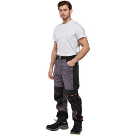 Брюки рабочие летние мужские Nайтстар Алькор со светоотражающим кантом серые/черные (размер 56-58, рост 182-188)