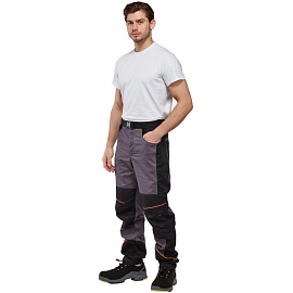 Брюки рабочие летние мужские Nайтстар Алькор со светоотражающим кантом серые/черные (размер 60-62, рост 182-188)