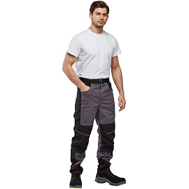 Брюки рабочие летние мужские Nайтстар Алькор со светоотражающим кантом серые/черные (размер 60-62, рост 182-188)