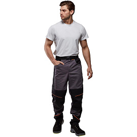 Брюки рабочие летние мужские Nайтстар Алькор со светоотражающим кантом серые/черные (размер 60-62, рост 182-188)