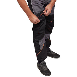 Брюки рабочие летние мужские Nайтстар Алькор со светоотражающим кантом серые/черные (размер 60-62, рост 182-188)