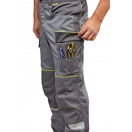 Брюки рабочие летние мужские Nайтстар Проксима со светоотражающим кантом серые (размер 60-62, рост 182-188)