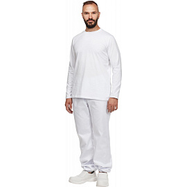 Футболка белая длинный рукав 100% хлопок (размер S)