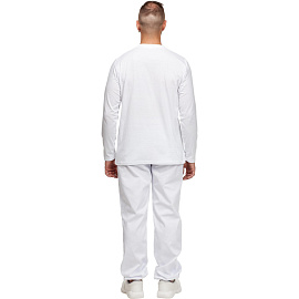 Футболка белая длинный рукав 100% хлопок (размер L)