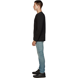 Футболка черная длинный рукав 100% хлопок (размер S)