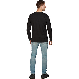 Футболка черная длинный рукав 100% хлопок (размер XXL)