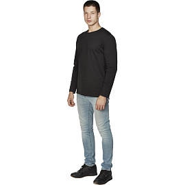 Футболка черная длинный рукав 100% хлопок (размер XXXL)