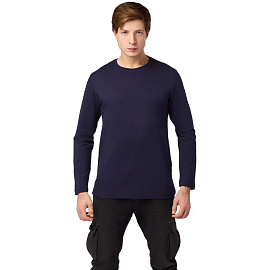 Футболка темно-синяя длинный рукав 100% хлопок (размер S)