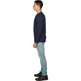 Футболка темно-синяя длинный рукав 100% хлопок (размер M)