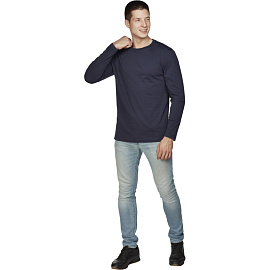 Футболка темно-синяя длинный рукав 100% хлопок (размер M)