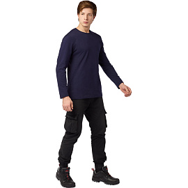 Футболка темно-синяя длинный рукав 100% хлопок (размер M)