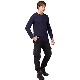 Футболка темно-синяя длинный рукав 100% хлопок (размер M)