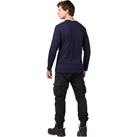 Футболка темно-синяя длинный рукав 100% хлопок (размер M)