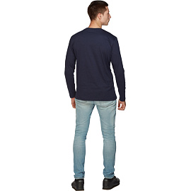 Футболка темно-синяя длинный рукав 100% хлопок (размер XXL)