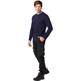 Футболка темно-синяя длинный рукав 100% хлопок (размер XXL)