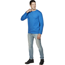 Футболка васильковая длинный рукав 100% хлопок (размер L)