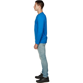 Футболка васильковая длинный рукав 100% хлопок (размер XXL)