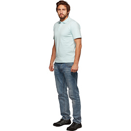 Футболка поло мужская голубая короткий рукав (размер 46)