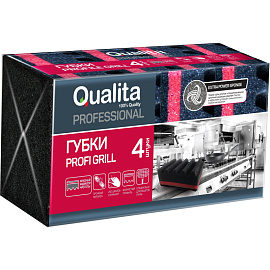 Губка для посуды Qualita поролон 10.5x6.5 см с абразивным слоем (4 штуки в упаковке)