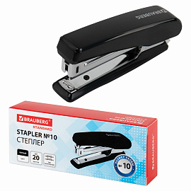 Степлер №10 BRAUBERG "Standard", до 20 листов, черный, 272754
