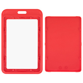 Бейдж вертикальный (85х54 мм), красный, МАТОВАЯ ПОВЕРХНОСТЬ, BRAUBERG EXTRA, 238816