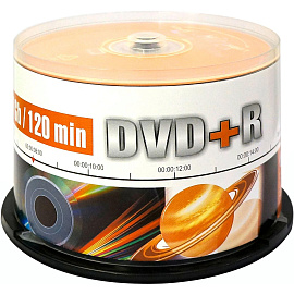 Диск DVD+R Mirex 4.7 ГБ 16x cake box UL130013A1B (50 штук в упаковке)