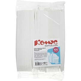 Нож одноразовый Комус Эконом белый 165 мм 100 штук в упаковке