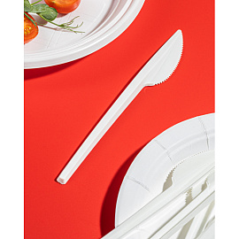 Нож одноразовый Комус Эконом белый 165 мм 100 штук в упаковке