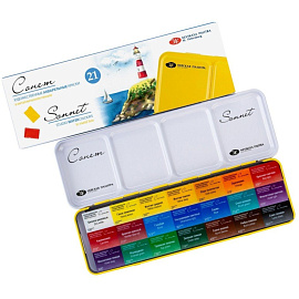 Краски акварельные Сонет набор 21 цвет по 2.5 мл в кюветах фото Краски акварельные Сонет набор 21 цвет по 2.5 мл в кюветах