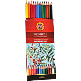 Карандаши акварельные Koh-i-Noor Mondeluz шестигранные 12 цветов в наборе