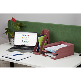 Лоток горизонтальный для бумаг Комус Ницца пластиковый бордовый