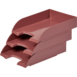 Лоток горизонтальный для бумаг Комус Ницца пластиковый бордовый