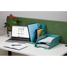 Лоток горизонтальный для бумаг Комус Ницца пластиковый зеленый